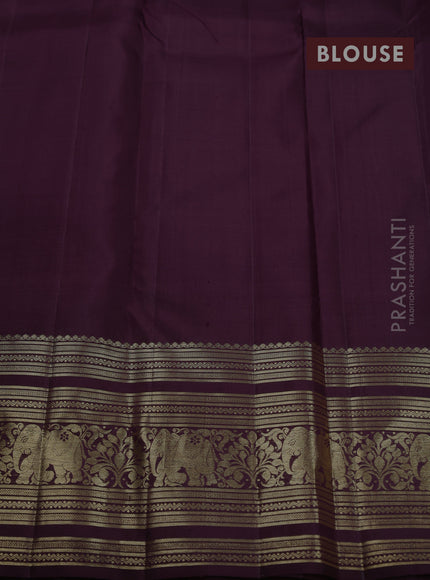 Pure kanchipuram silk saree deep wine with annam zari woven buttas and long elephant zari woven border