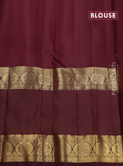 Pure kanchipuram silk saree mustard yellow and deep maroon with annam zari woven buttas and long zari woven border