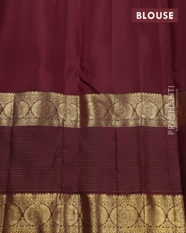 Pure kanchipuram silk saree mustard yellow and deep maroon with annam zari woven buttas and long zari woven border
