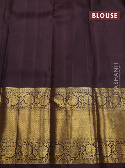 Pure kanchipuram silk saree deep coffee brown with allover zari weaves & buttas and long zari woven border