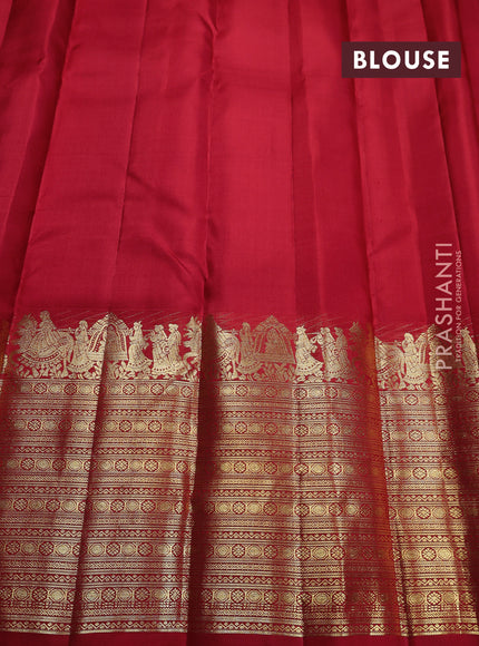 Pure kanchipuram silk saree red with zari woven buttas and rich zari woven border