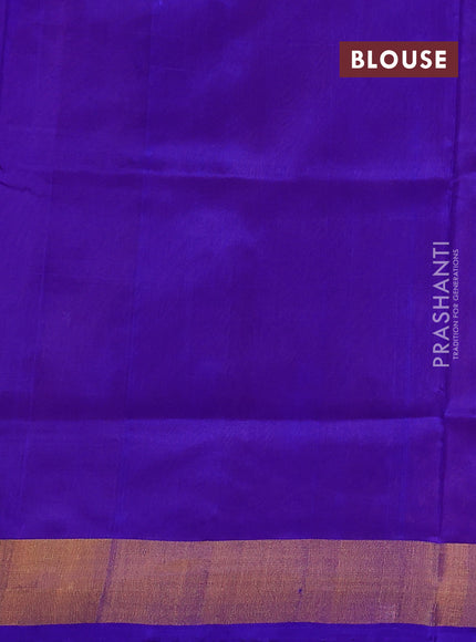 Pure uppada silk saree peach shade and blue with silver & gold zari woven buttas and zari woven border
