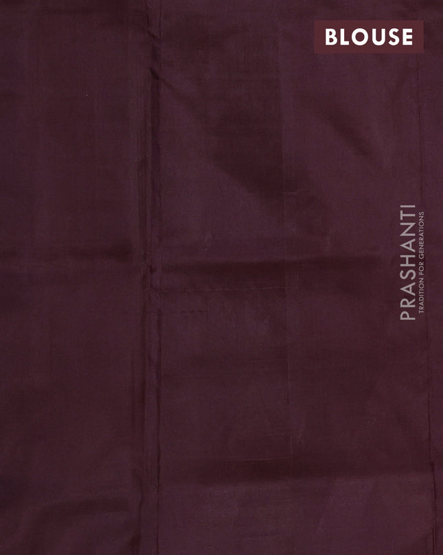 Pure uppada silk saree deep brown with silver & gold zari woven buttas and wevy zari woven border