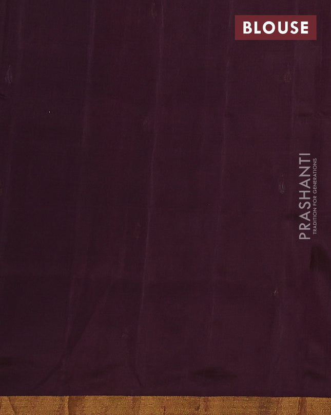 Pure uppada silk saree coffee brown with silver & gold zari woven buttas and jamdhani pallu