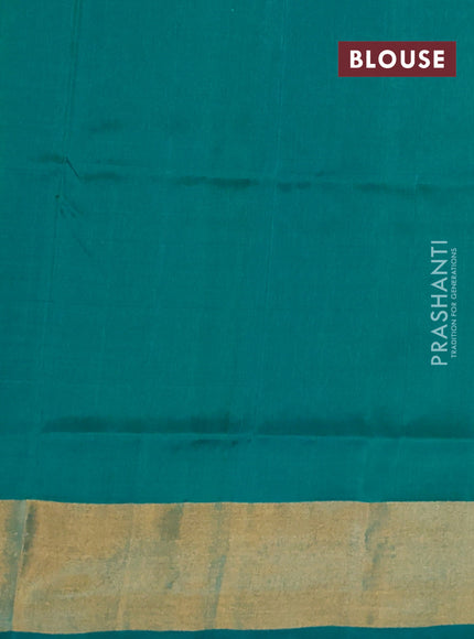 Pure uppada silk saree teal green with silver & gold zari woven paisley buttas and zari woven border