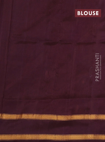Pure uppada silk saree rustic orange and deep wine with silver & gold zari woven paisley buttas and zari woven border