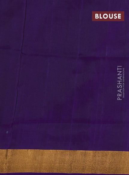 Pure uppada silk saree violet with silver & gold zari woven paisley buttas and zari woven border