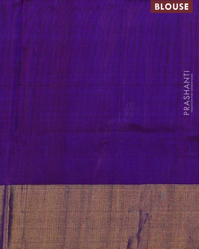 Pure uppada silk saree cs blue with silver & gold zari woven bird buttas and zari woven border