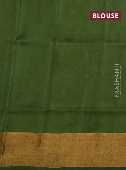 Pure uppada silk saree mehendi green with silver & gold paisley buttas and zari woven border