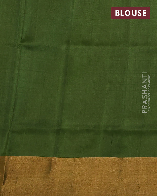 Pure uppada silk saree mehendi green with silver & gold paisley buttas and zari woven border