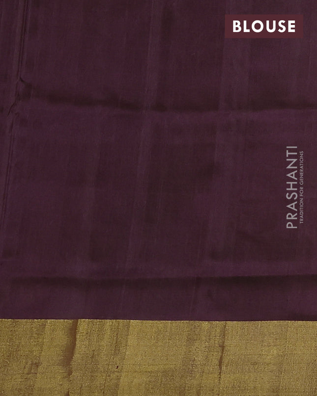 Pure uppada silk saree coffee brown with silver & gold paisley buttas and zari woven border