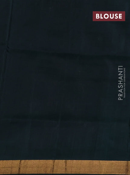 Pure uppada silk saree green with silver & gold paisley buttas and zari woven border