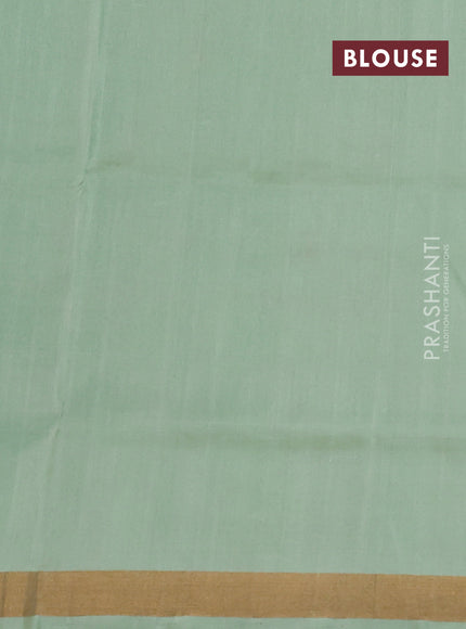 Pure uppada silk saree pista green with silver & gold paisley buttas and zari woven border