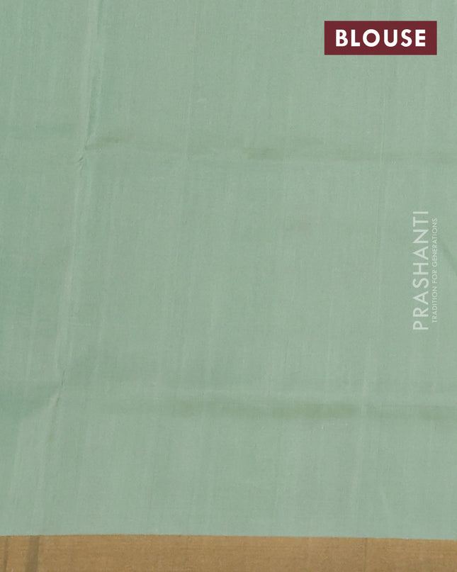 Pure uppada silk saree pista green with silver & gold paisley buttas and zari woven border
