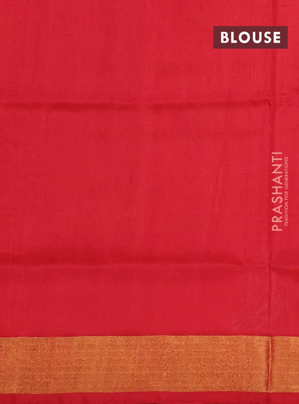 Pure uppada silk saree sunset orange and red with silver & gold zari woven buttas and temple zari woven border