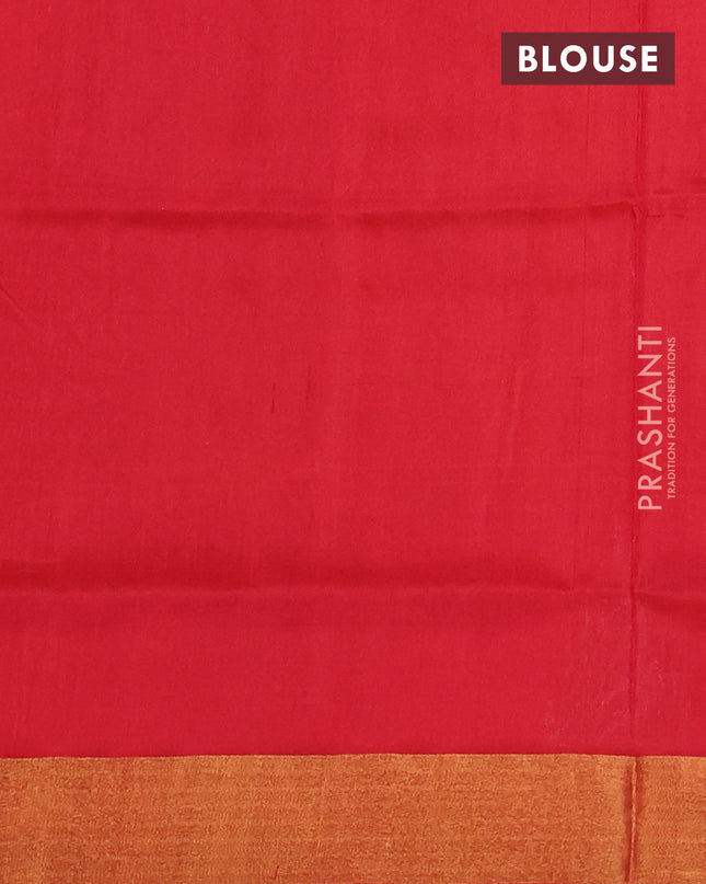 Pure uppada silk saree sunset orange and red with silver & gold zari woven buttas and temple zari woven border