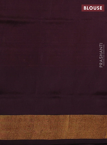 Pure uppada silk saree rust shade and coffee brown with silver & gold zari woven buttas and temple zari woven border