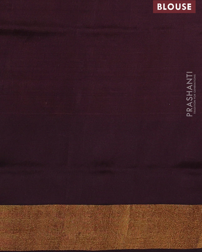 Pure uppada silk saree rust shade and coffee brown with silver & gold zari woven buttas and temple zari woven border