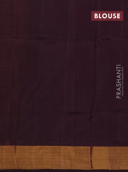 Pure uppada silk saree mustard yellow and coffee brown with silver & gold zari woven buttas and zari woven border