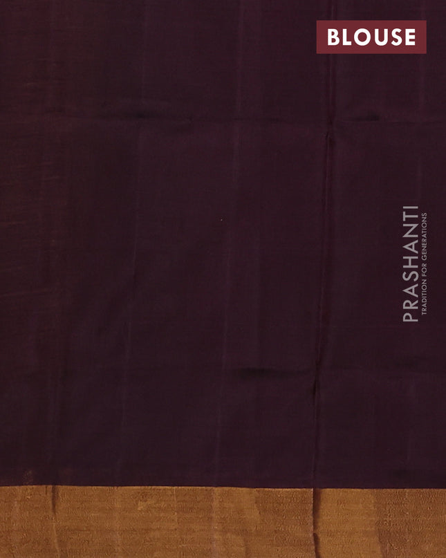 Pure uppada silk saree mustard yellow and coffee brown with silver & gold zari woven buttas and zari woven border