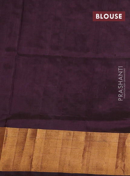 Pure uppada silk saree pastel lavender and coffee brown with silver & gold zari woven buttas and zari woven border