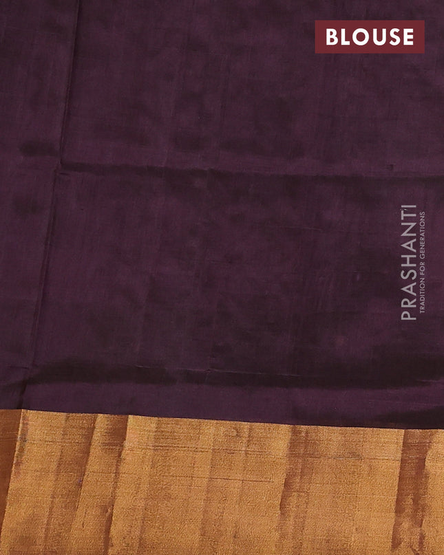 Pure uppada silk saree pastel lavender and coffee brown with silver & gold zari woven buttas and zari woven border