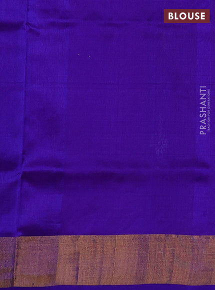Pure uppada silk saree pink and blue with silver & gold zari woven buttas and zari woven border