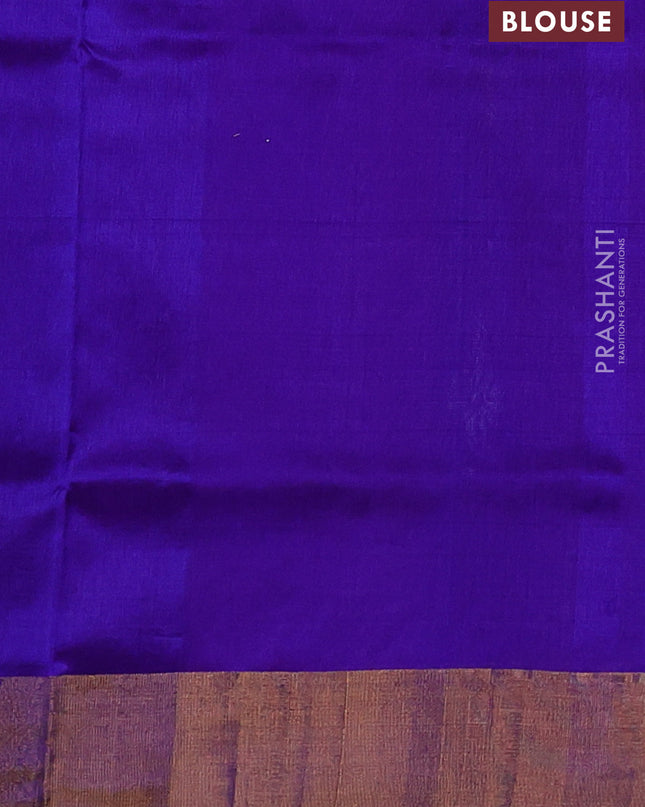 Pure uppada silk saree pink and blue with silver & gold zari woven buttas and zari woven border