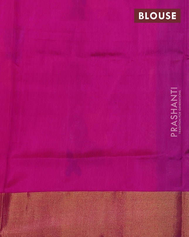 Pure uppada silk saree teal blue and pink with allover jamdhani buttas and zari woven border