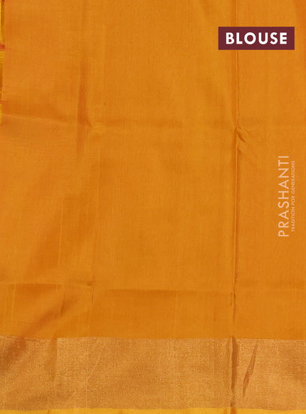 Pure uppada silk saree cs blue and mustard yellow with allover jamdhani buttas and zari woven border