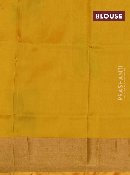 Pure uppada silk saree peach pink and mustard yellow with allover jamdhani buttas and zari woven border