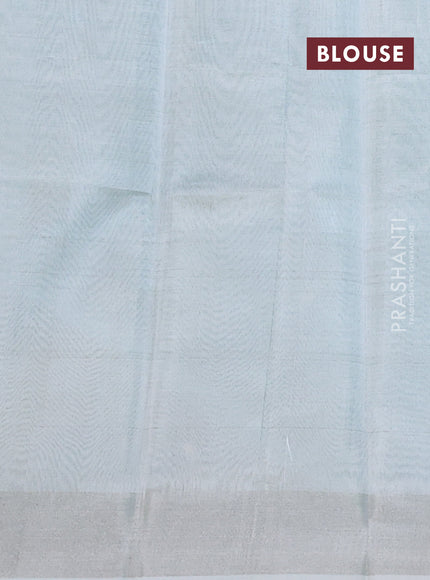 Pure uppada silk saree teal blue with silver zari woven buttas and silver zari woven border