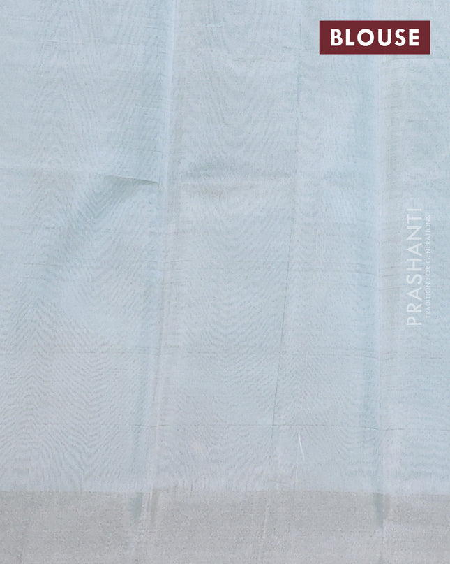 Pure uppada silk saree teal blue with silver zari woven buttas and silver zari woven border