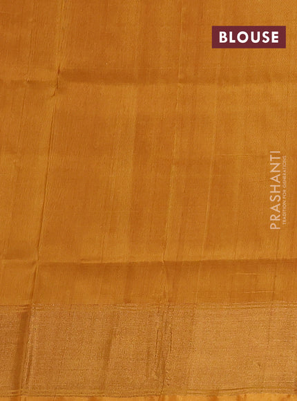 Pure uppada silk saree red and mustard yellow with silver & gold zari woven coin buttas and zari woven border