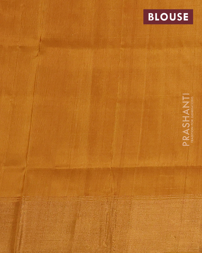 Pure uppada silk saree red and mustard yellow with silver & gold zari woven coin buttas and zari woven border