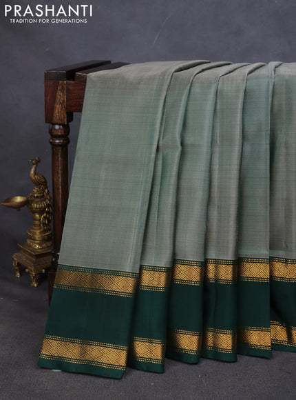 Pure uppada silk saree dual shade of green and green with plain body and rettapet zari woven border