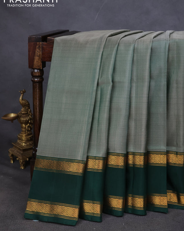 Pure uppada silk saree dual shade of green and green with plain body and rettapet zari woven border