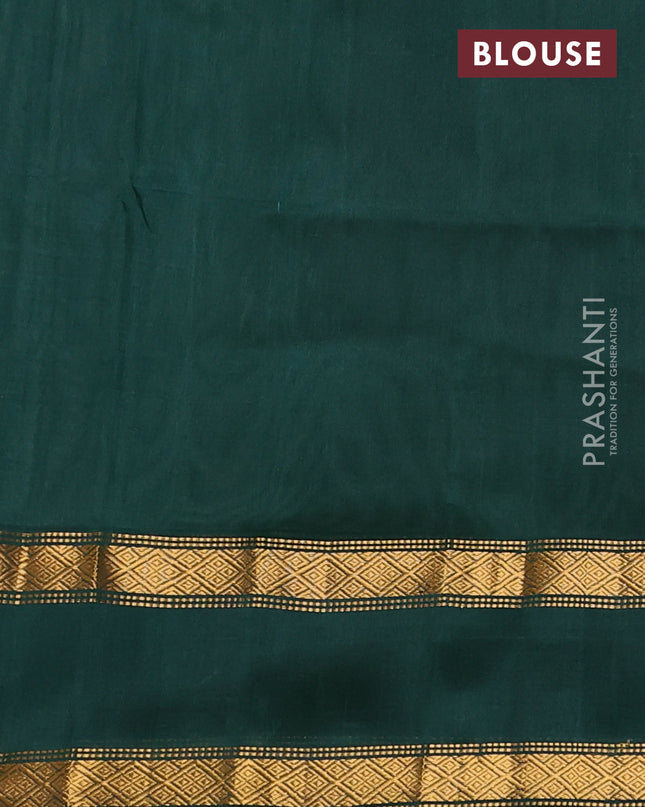 Pure uppada silk saree dual shade of green and green with plain body and rettapet zari woven border