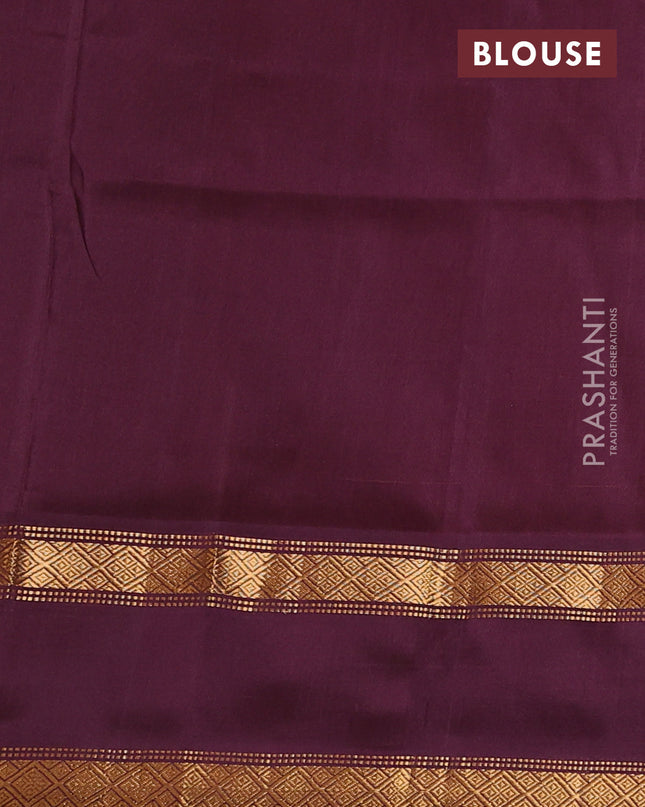 Pure uppada silk saree orange and wine shade with plain body and rettapet zari woven border