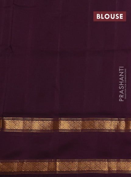 Pure uppada silk saree cs blue and wine shade with plain body and rettapet zari woven border