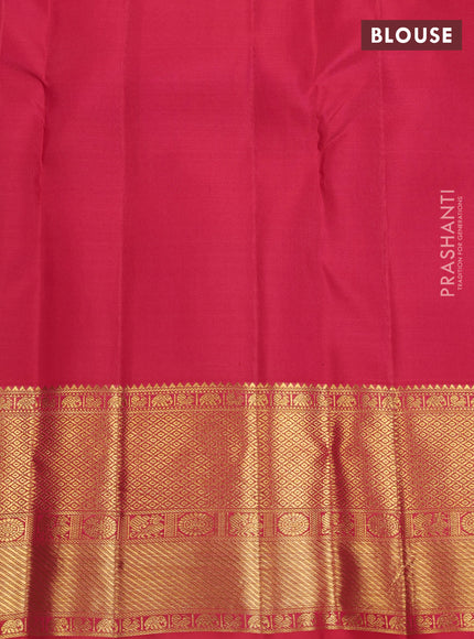 Pure kanchipuram silk saree violet and reddish pink with allover zari woven brocade weaves and zari woven korvai border