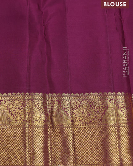 Pure kanchipuram silk saree pastel green and wine shade with allover zari woven brocade weaves and zari woven korvai border