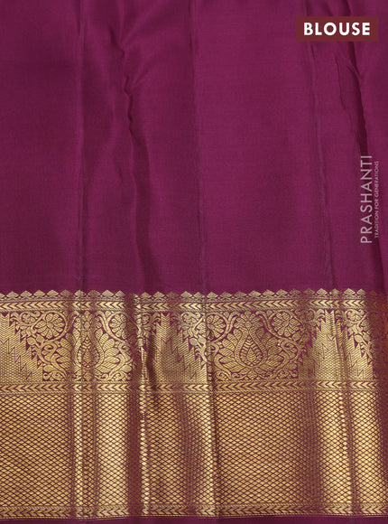 Pure kanchipuram silk saree pastel green and wine shade with allover zari woven brocade weaves and zari woven korvai border