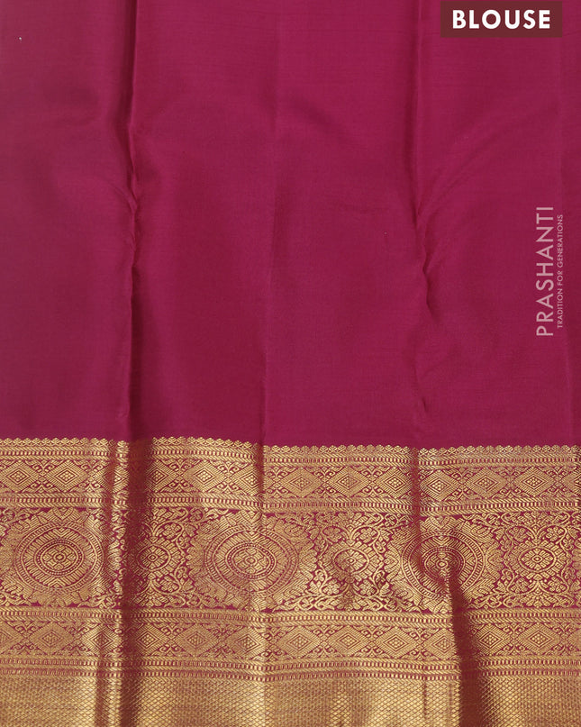Pure kanchipuram silk saree cream and maroon with allover zari woven brocade weaves and zari woven korvai border
