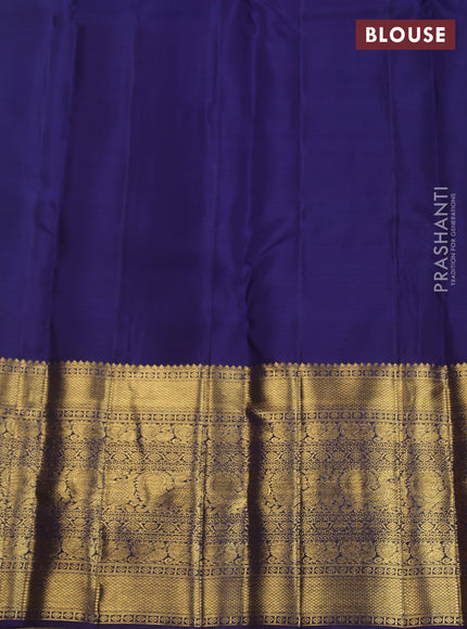 Pure kanchipuram silk saree teal blue and navy blue with allover zari woven brocade weaves and long zari woven border