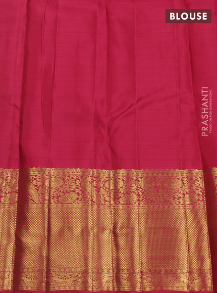 Pure kanchipuram silk saree pista green and maroon with allover zari woven brocade weaves and long zari woven border