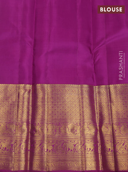 Pure kanchipuram silk saree lavender and purple with allover zari woven brocade weaves and long zari woven border