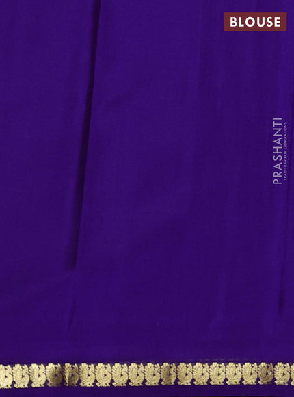 Pure mysore silk saree violet with plain body and small zari woven border