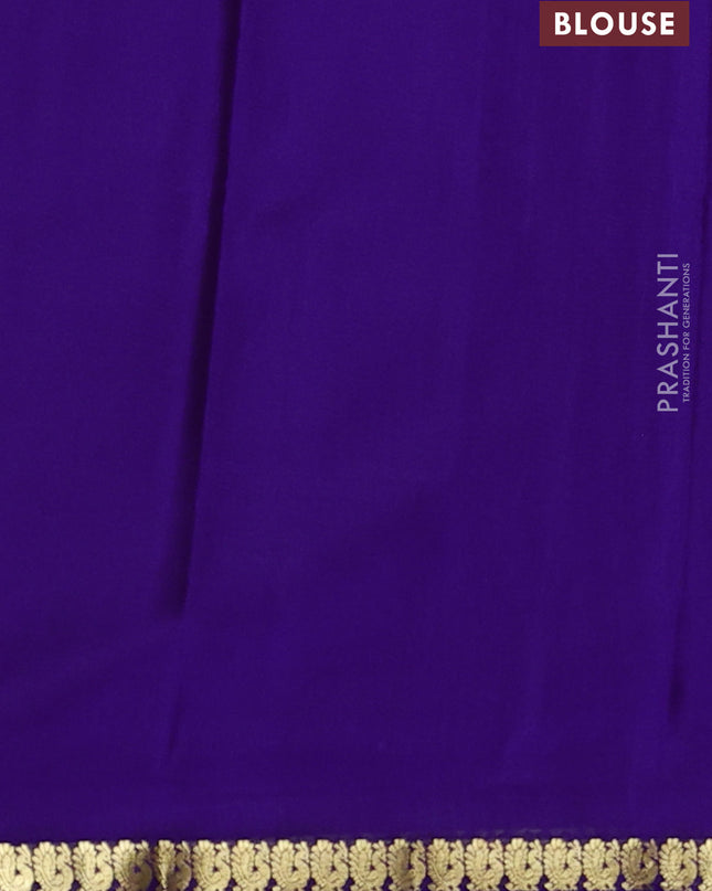 Pure mysore silk saree violet with plain body and small zari woven border
