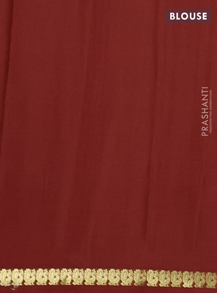 Pure mysore silk saree orange with plain body and small zari woven border